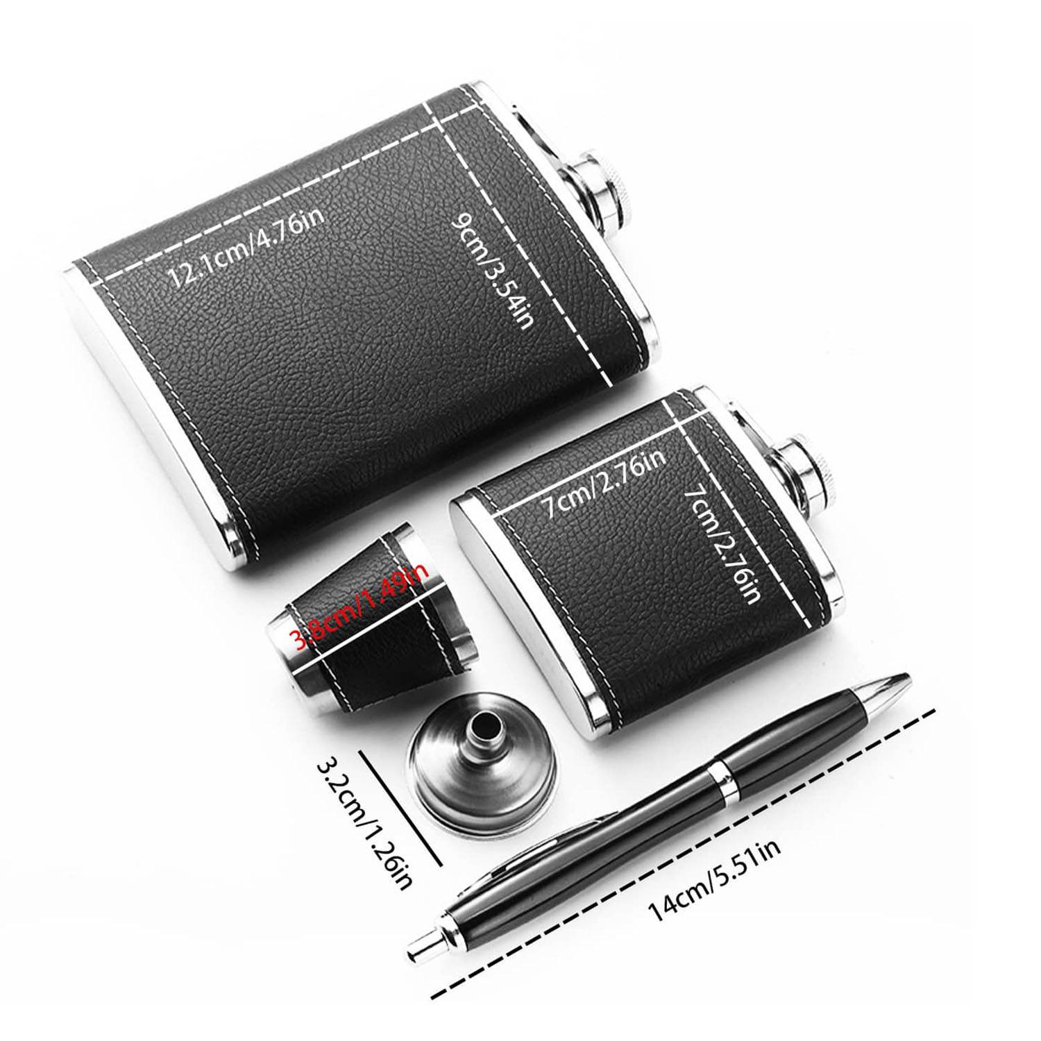 8oz Stainless Steel Flask Set 2