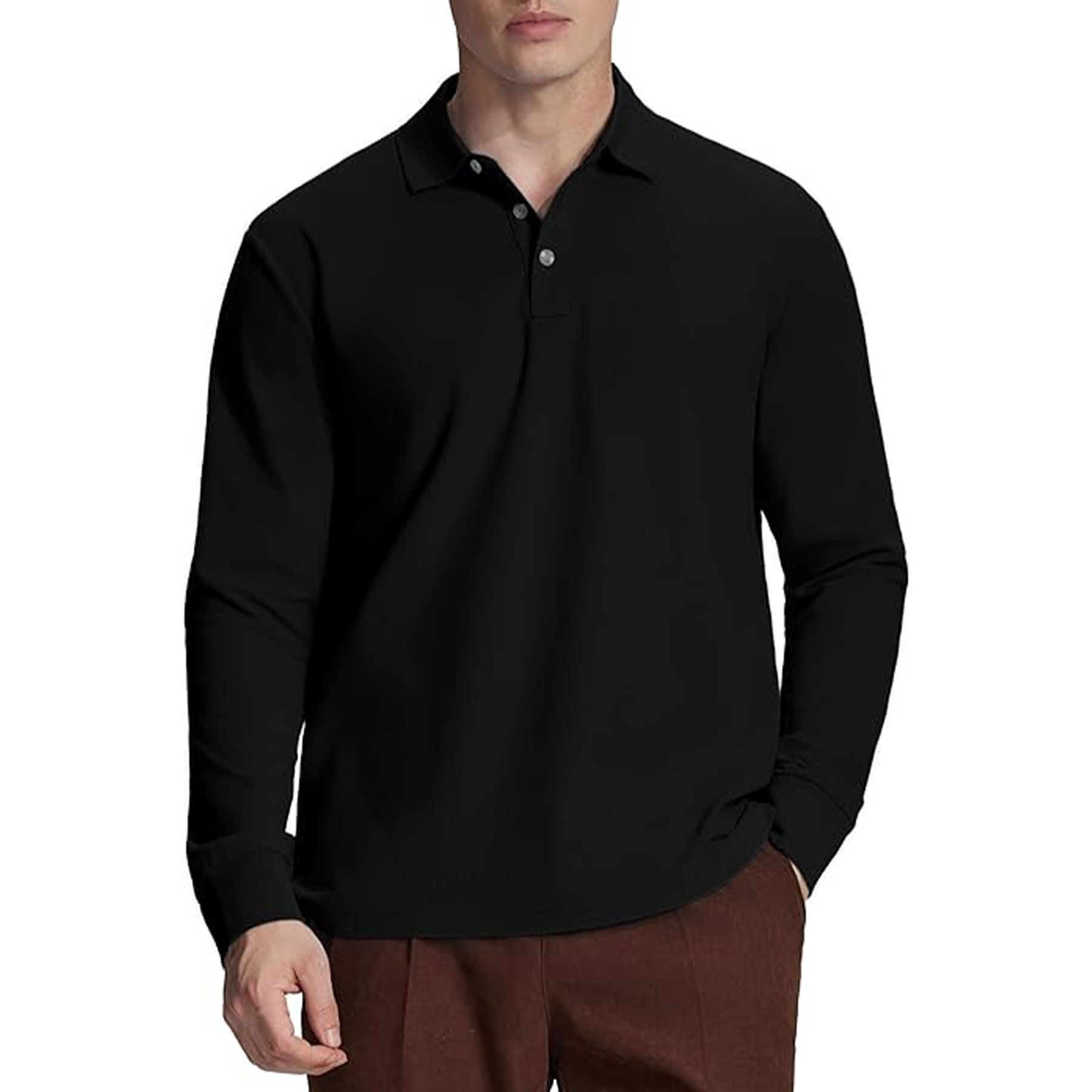 Classic Business Casual Long Sleeved Polo Shirt 7