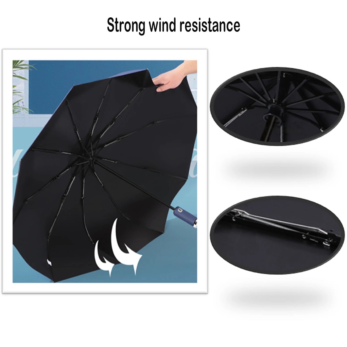 Auto Compact Umbrella With Flashlight 3