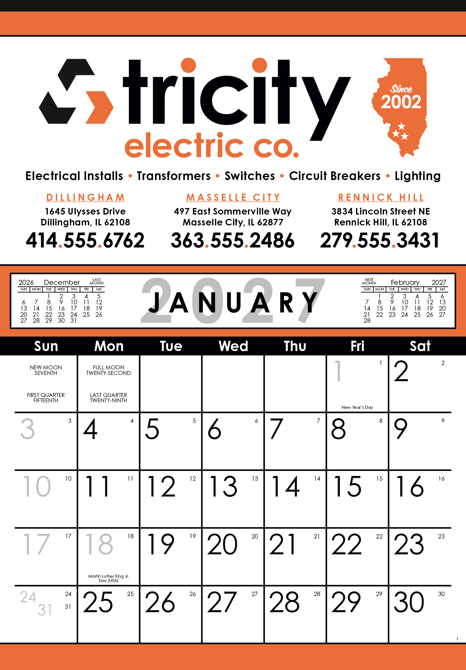 Skinner & Kennedy® Commercial 12-Sheet Calendar 2