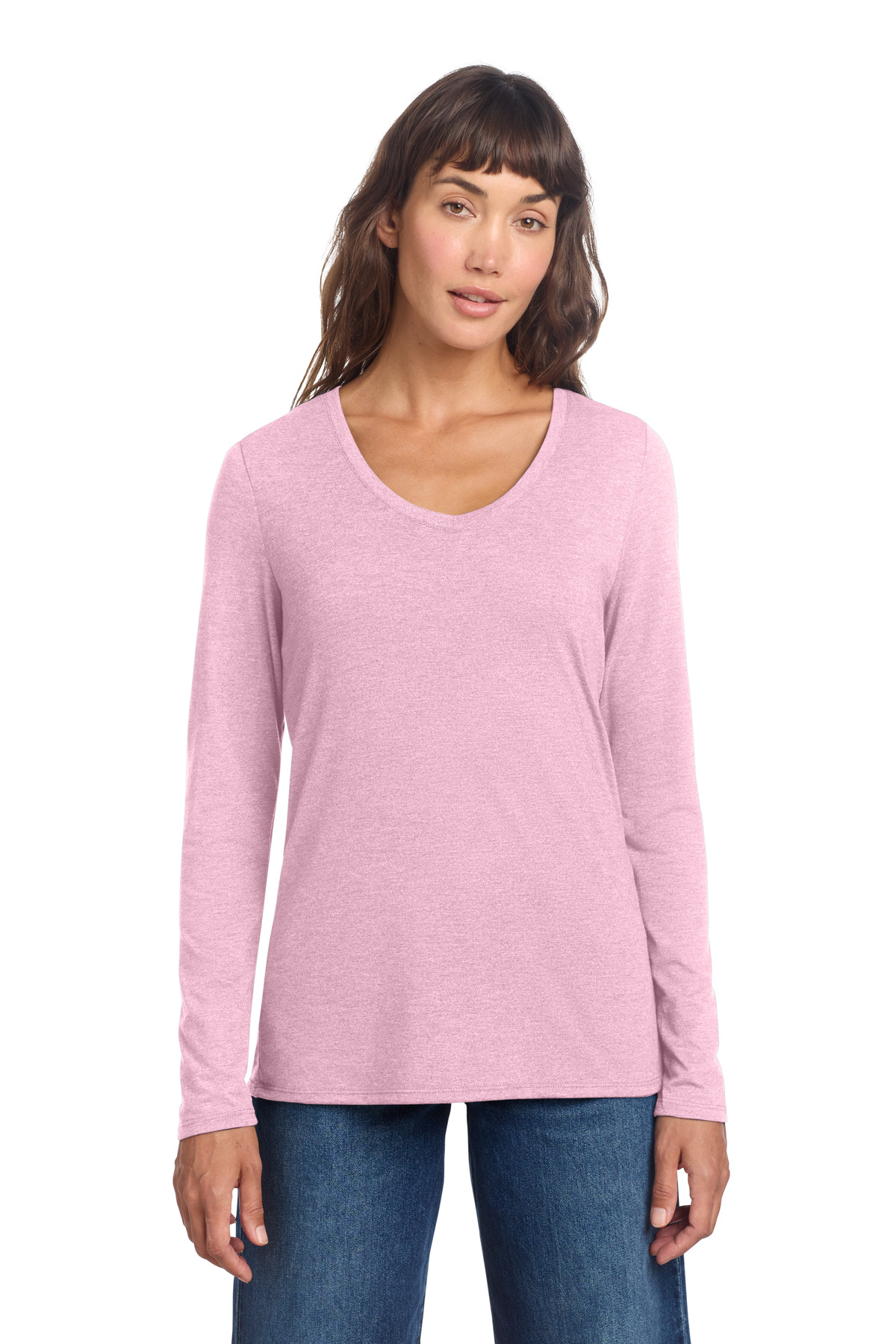 District Women's Perfect Tri Long Sleeve V-Neck Tee DT135 99