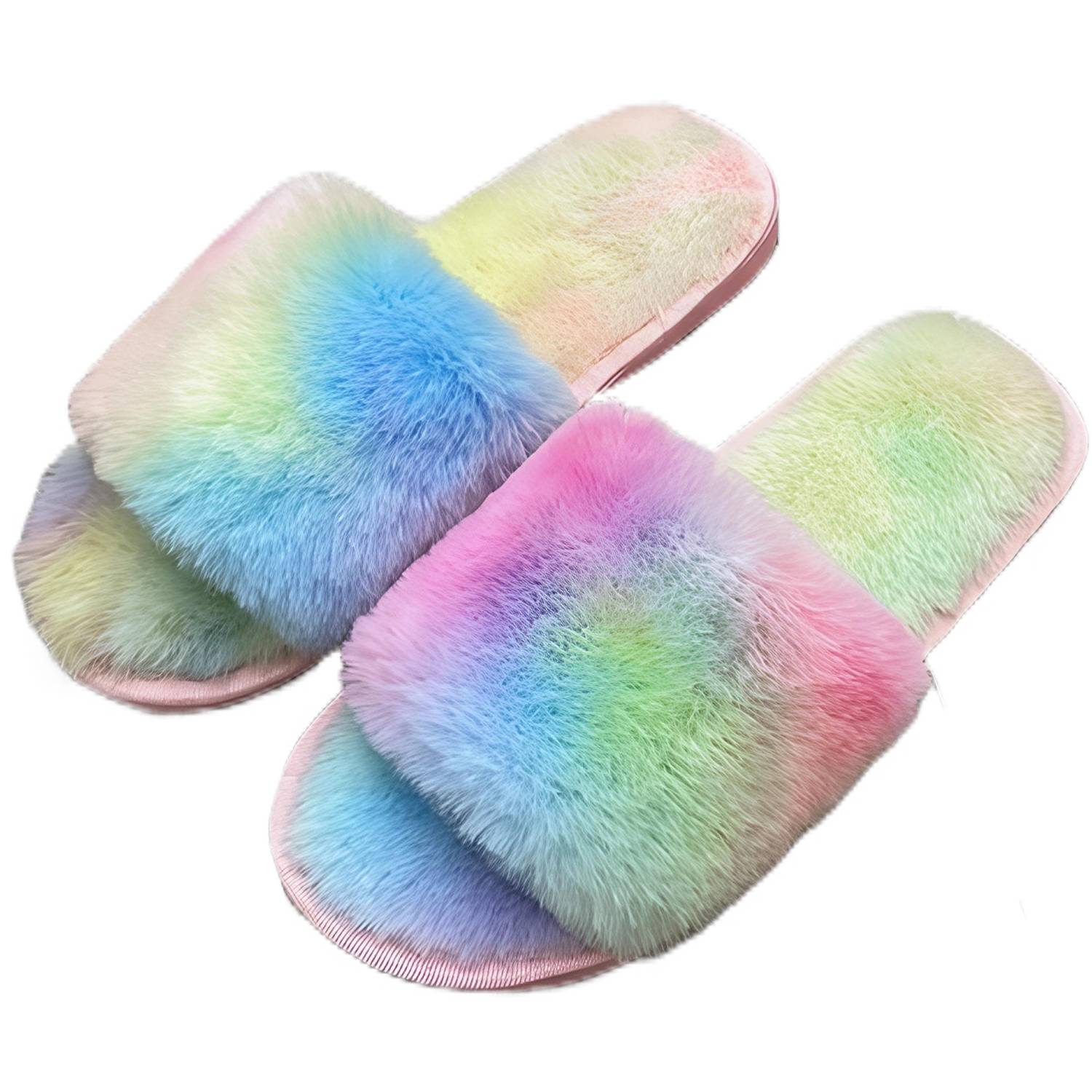 Soft Sole Anti-Slip Rainbow Plush Home Slippers 4