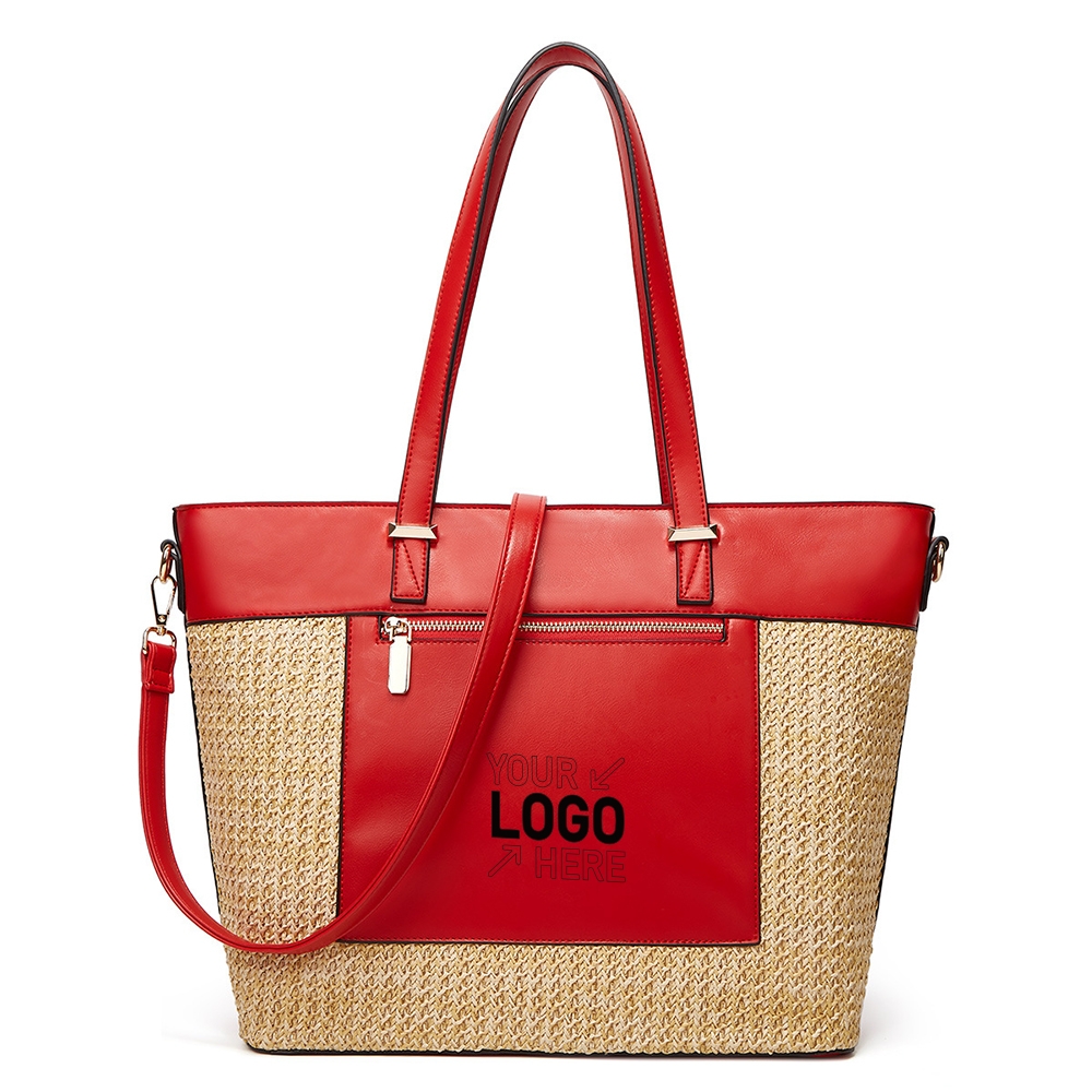 Large Beach Summer Shoulder Tote Bag Pu, custom tote bag with logo imprint 4