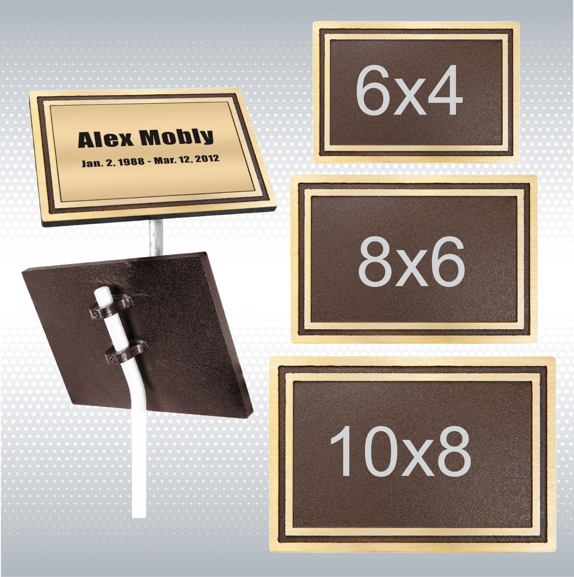 Bronze/Brown Rectangle Solid Cast Aluminum Sign with 24" Aluminum Rod (6"x4") 4