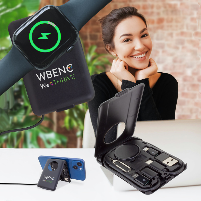 Chi-Charge Cable Card with Watch Charger - Collapsible Wireless Charging Stand and Charging Cable Carrier 2