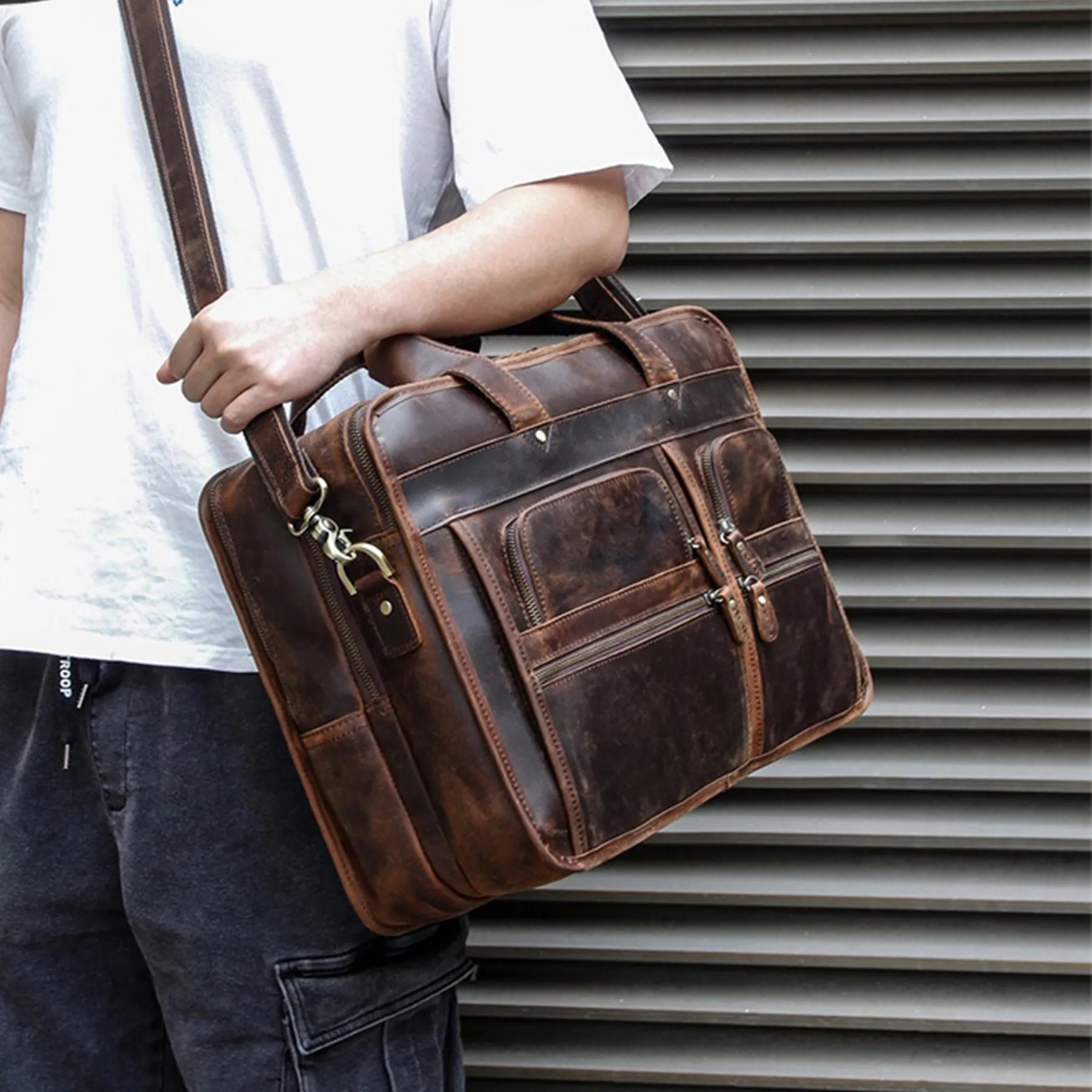 Leather Briefcase for Men Laptop Bag 3
