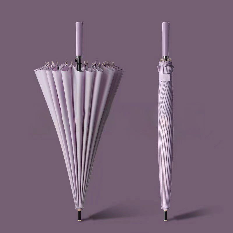 24 Ribs Windproof Umbrella with Leather Handle 1