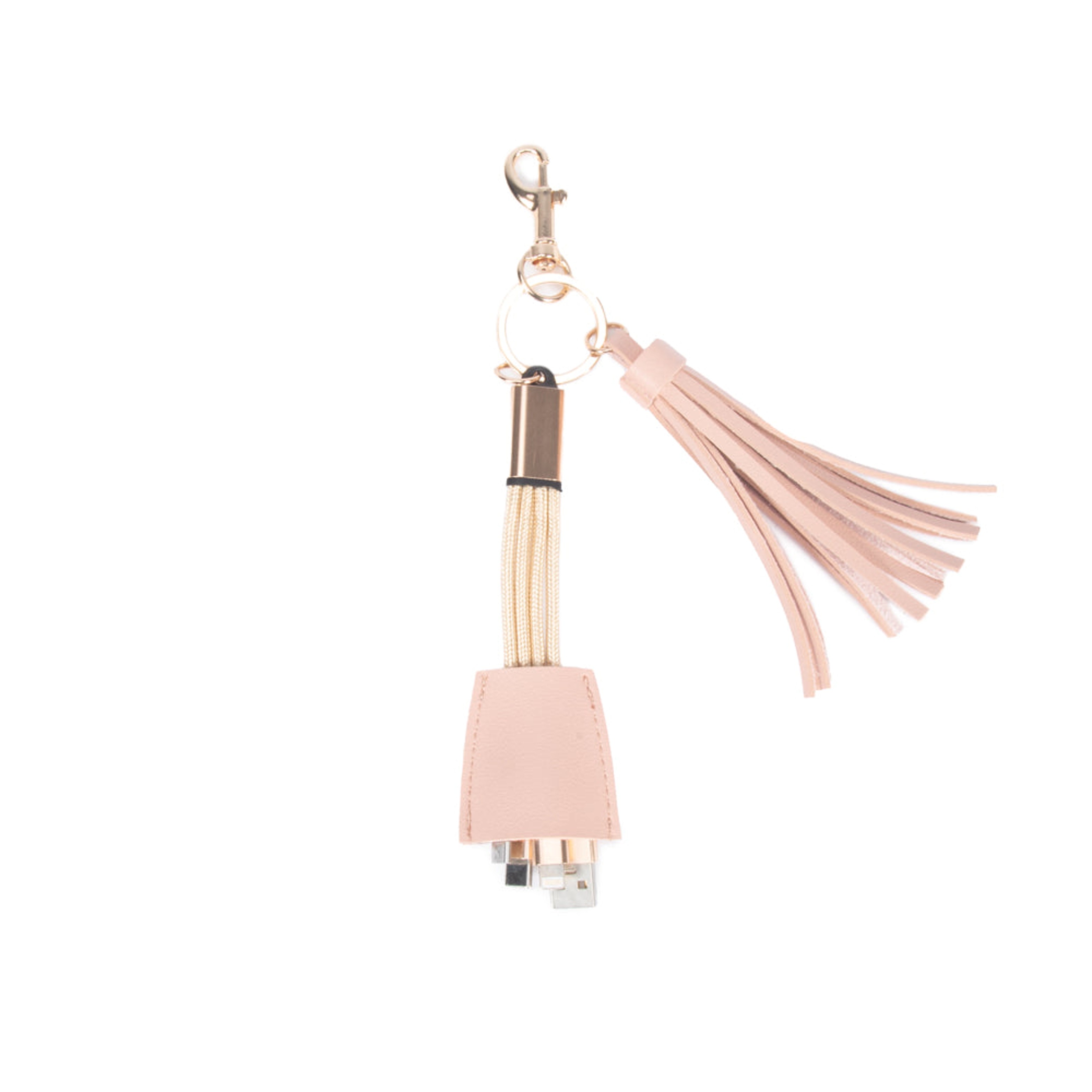 Vegan Leather Keychain with 4-in-1 Charging Cables 4