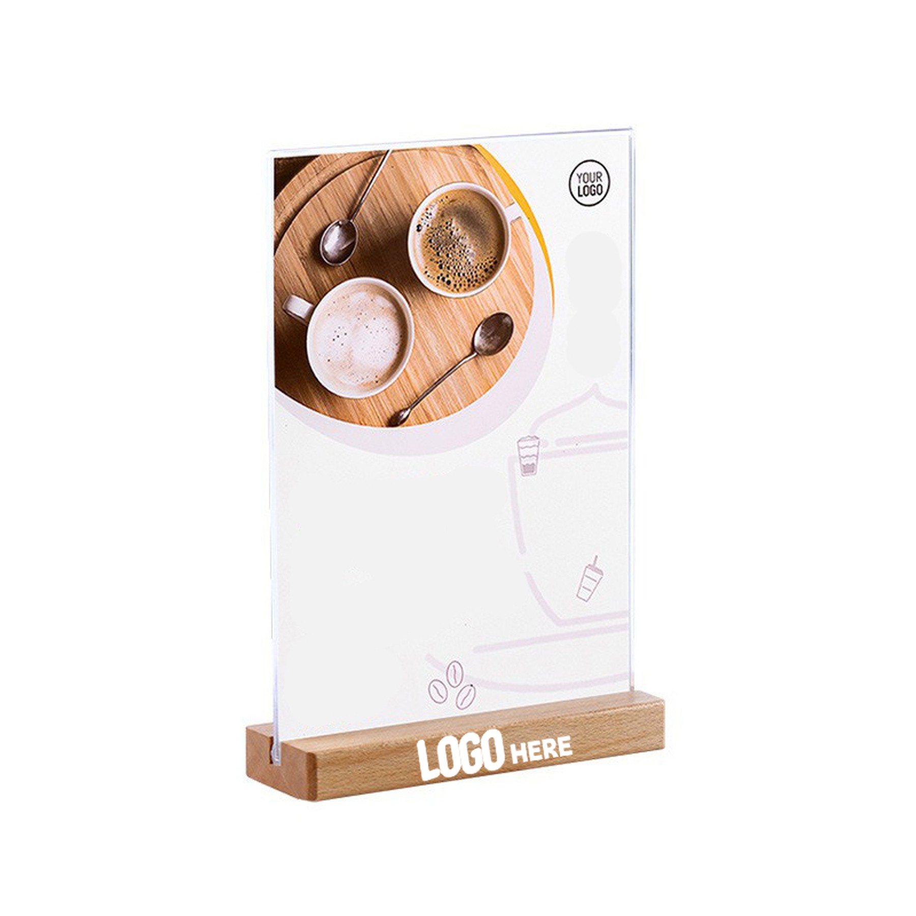 Customizable size Acrylic Sign Holder with Wood Stand 2
