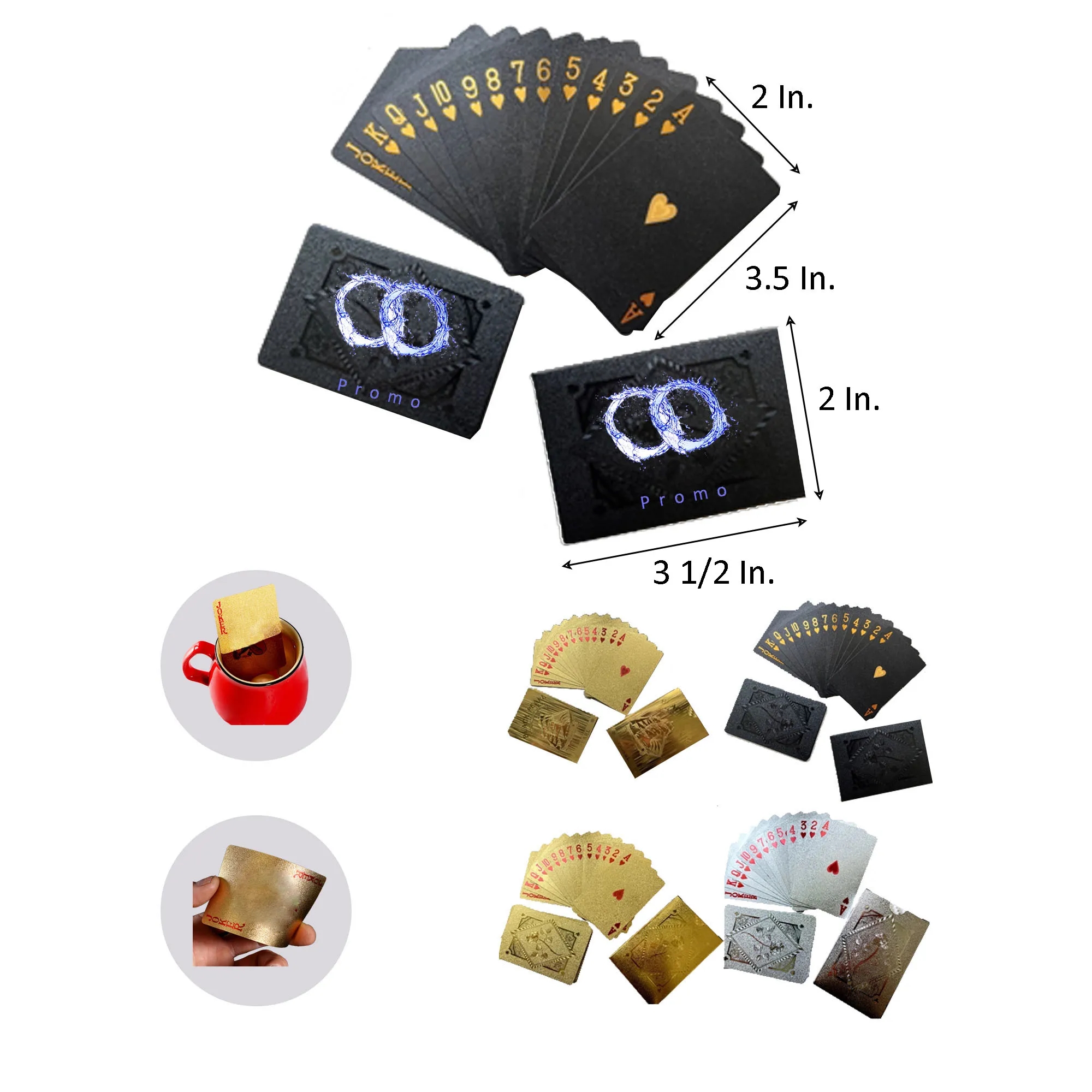MOQ 10 Full Color Luxurious Playing Cards 3.5"L x 2"W 2