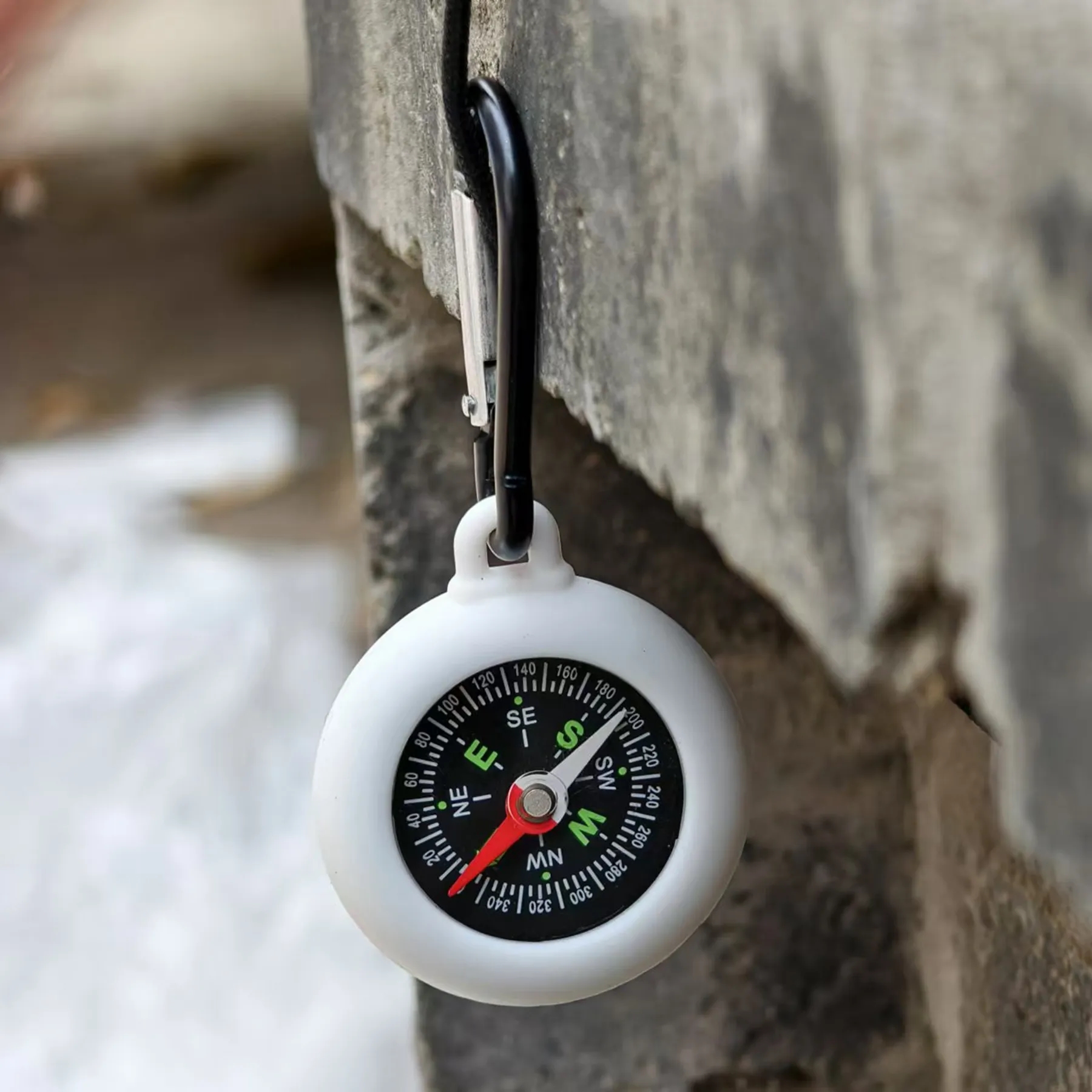 Pendant Silicone ABS Compass with Hanging Carabiner 15