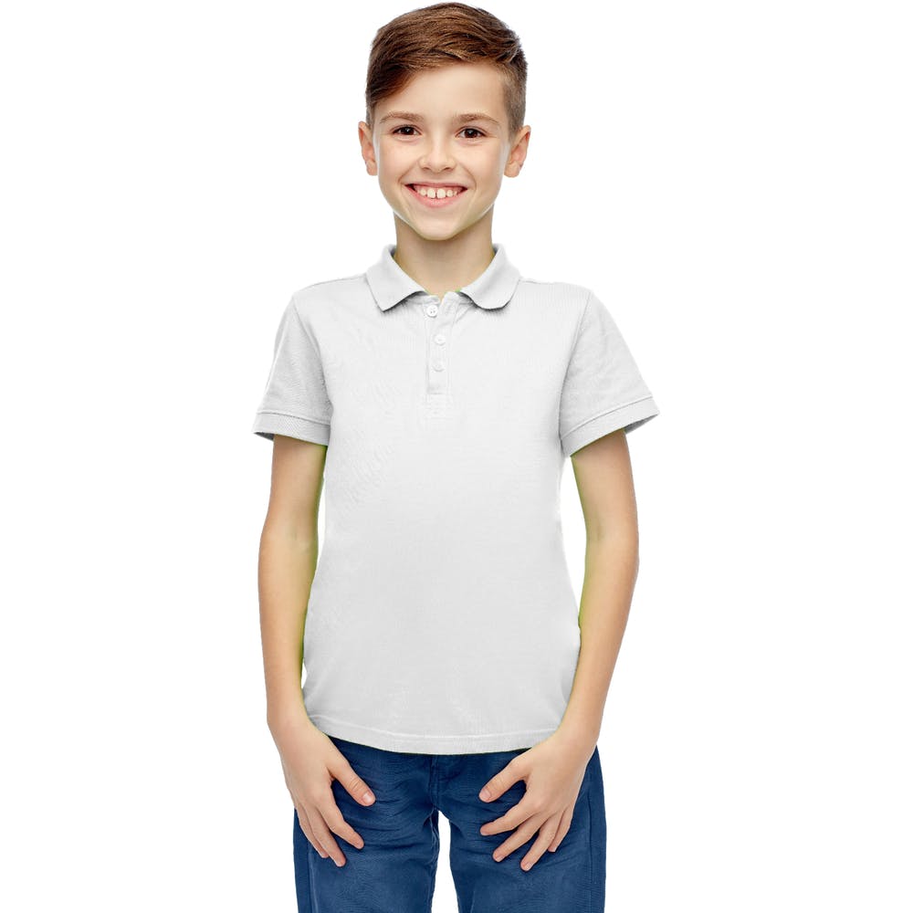 Boys' Uniform Polo Shirts - White Short Sleeve Size 6 2