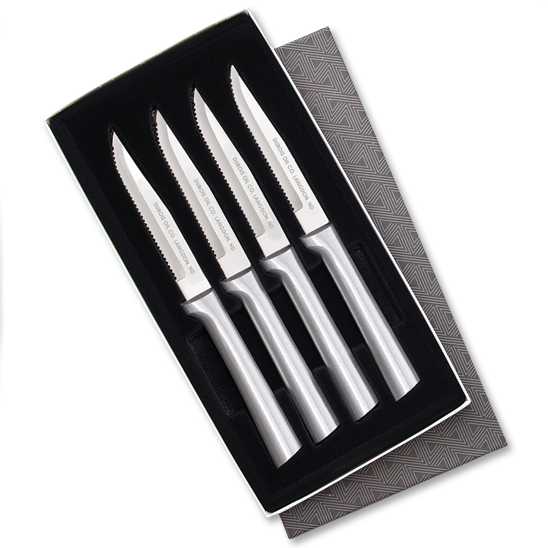 Four Serrated Steak Knives Gift Set w/Silver Handle 1