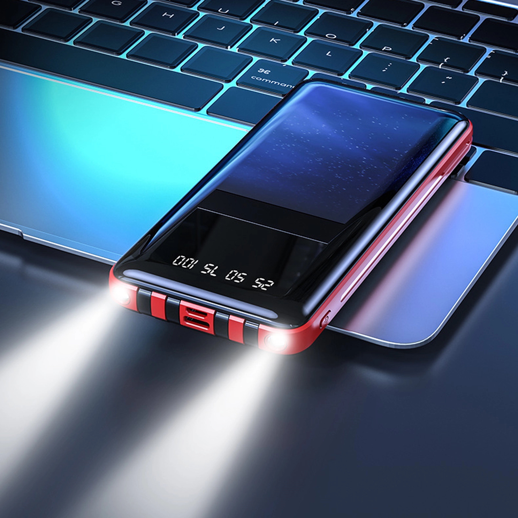 Portable Charger 10,000mAh Power Bank Dual Flashlight 5