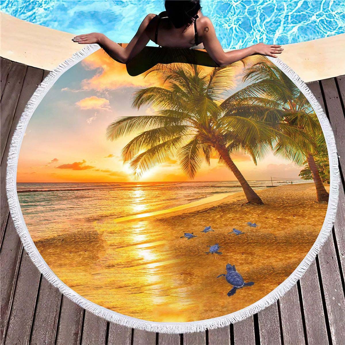 Soft Round Beach Towel with Quick Dry Microfiber 10