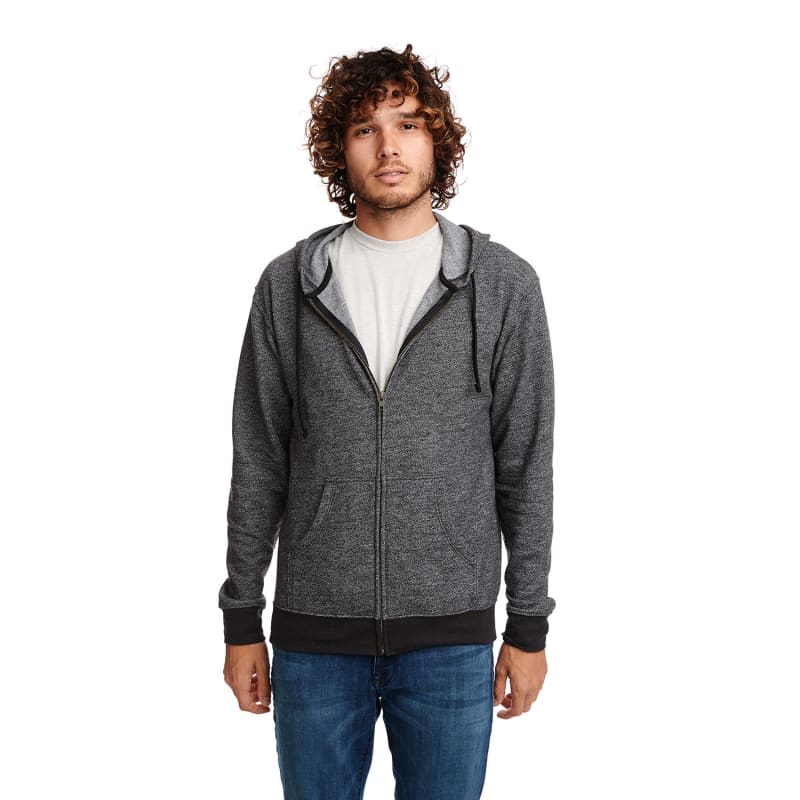Next Level Apparel Adult Pacifica Denim Fleece Full-Zip Hooded Sweatshirt, custom hoodie or sweatshirt with logo imprint 2