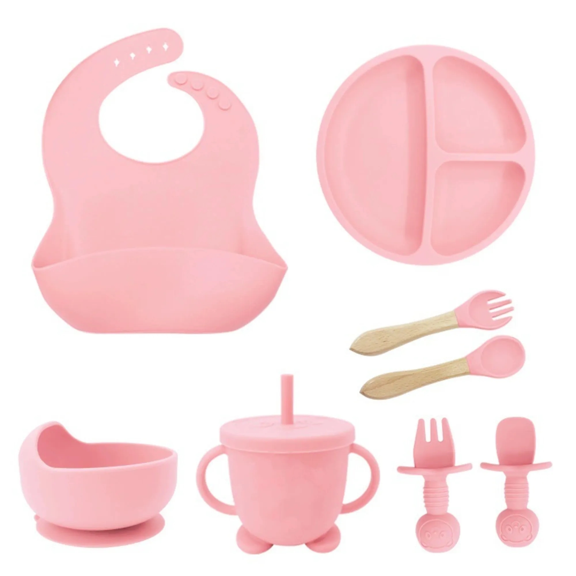 Children's Anti-Drop Silicone Tableware Set With Suction Cup 11