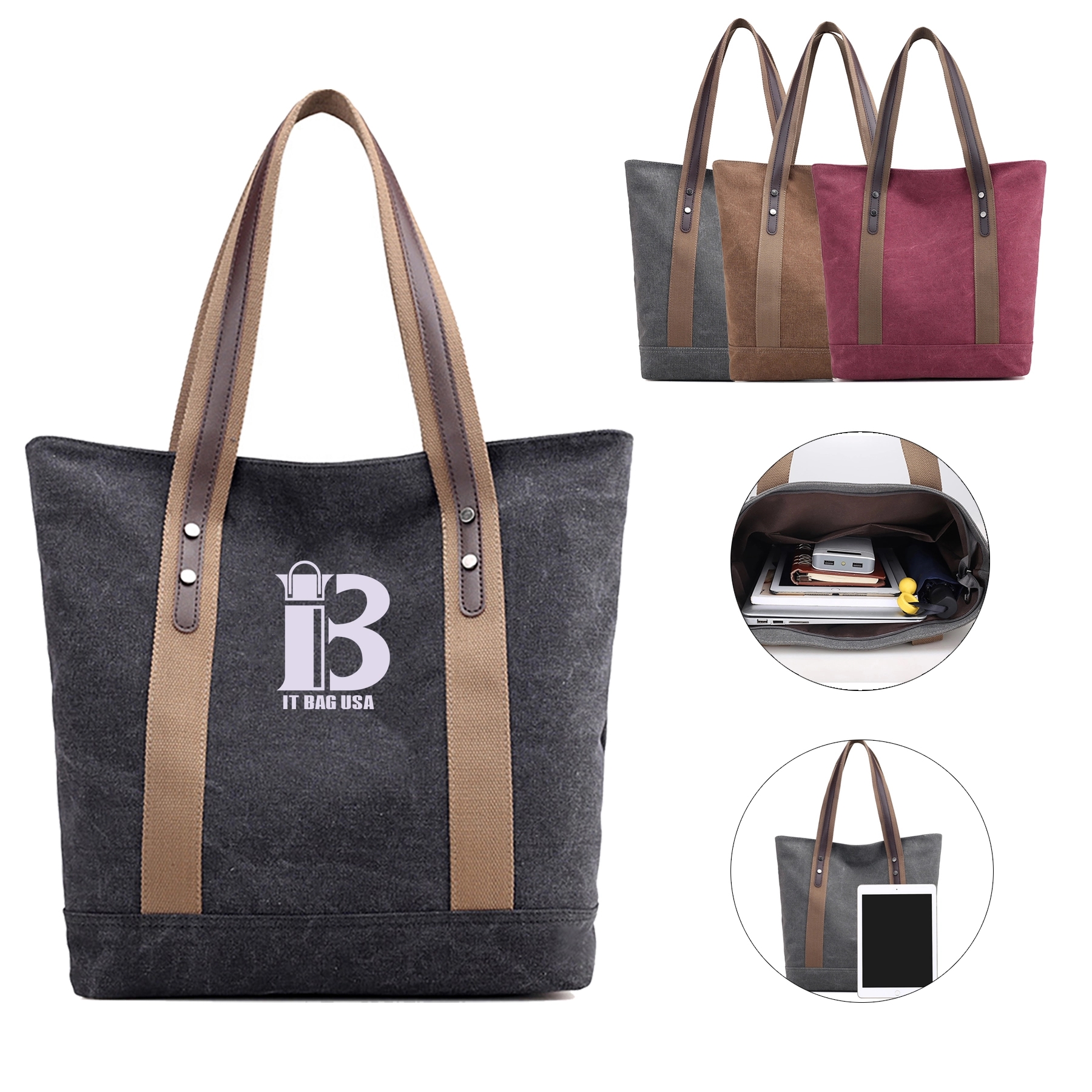 Vintage Women Handle Tote Bag Canvas 1