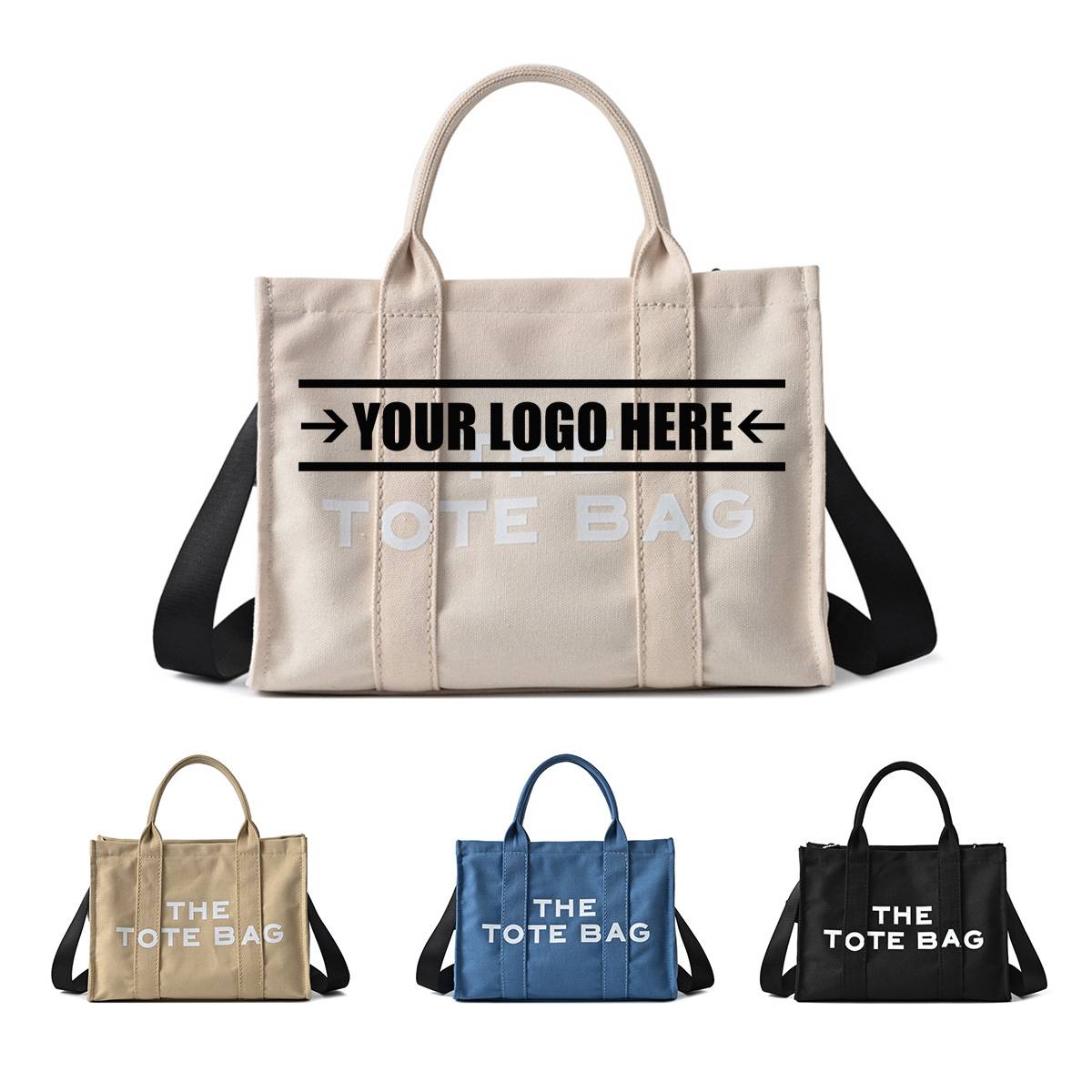 Canvas Tote Bag With Zipper Pocket, custom tote bag with logo imprint 1
