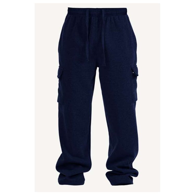 Men's Open Leg Fleece Cargo Sweatpants - Size 3XL-5XL Navy 2