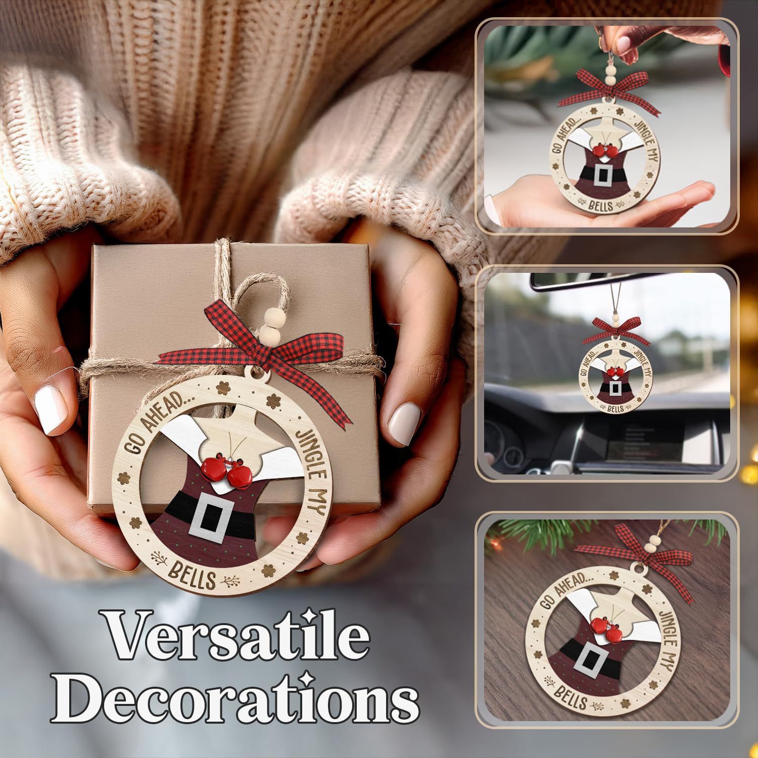 Rustic Playful Wooden Christmas Ornaments 2