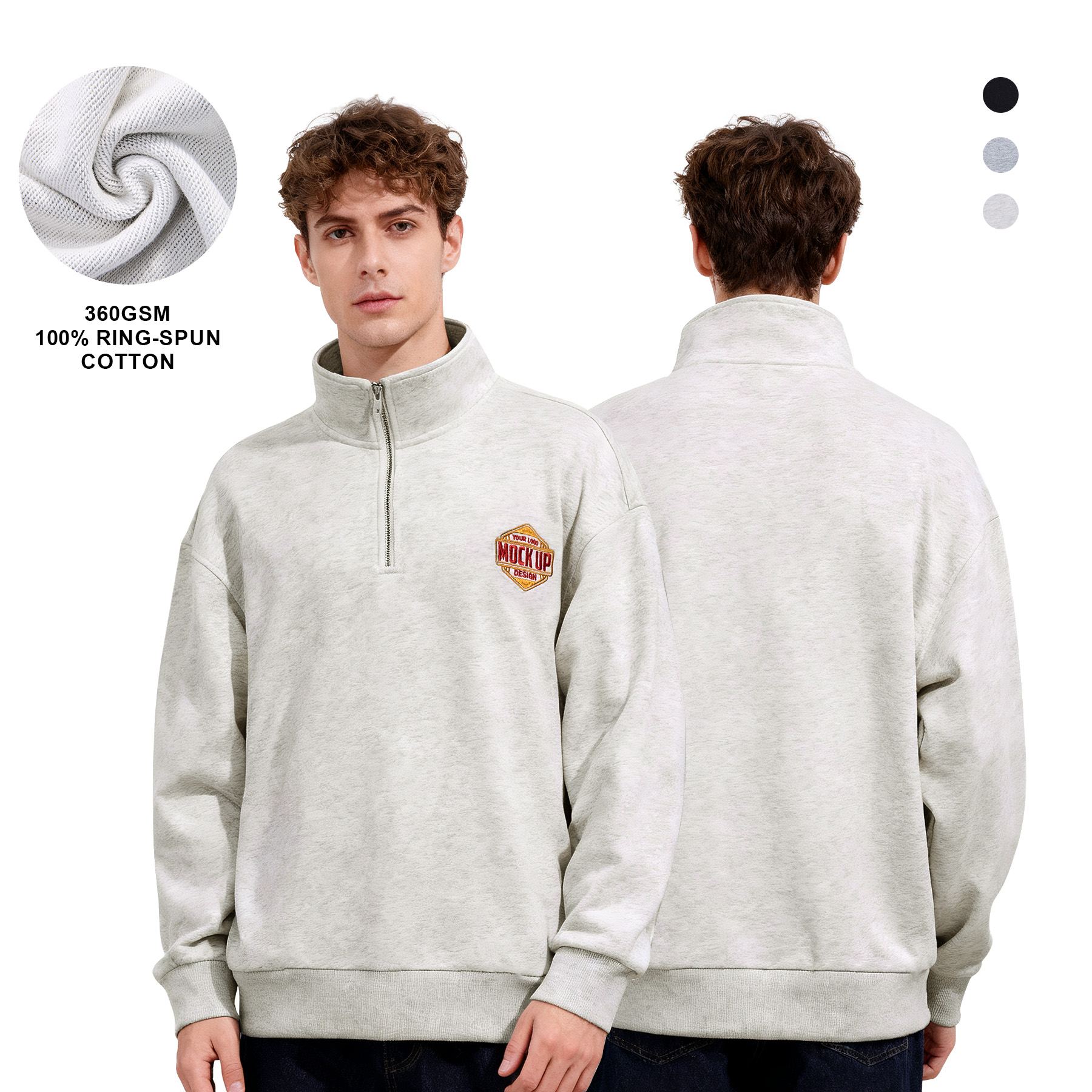 Unisex 100% Pre-Shrunk Cotton Quarter Zip Sweatshirt 8
