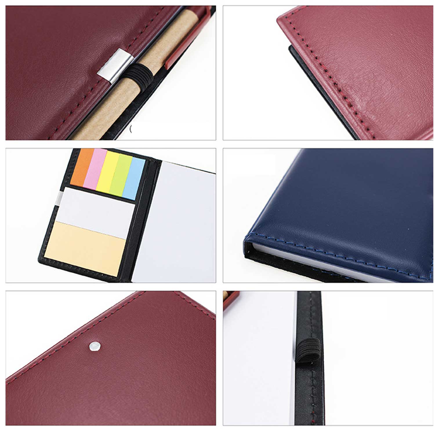 Custom Logo Memo Pad for Office Gifts PU Notebook w/ Pen 4