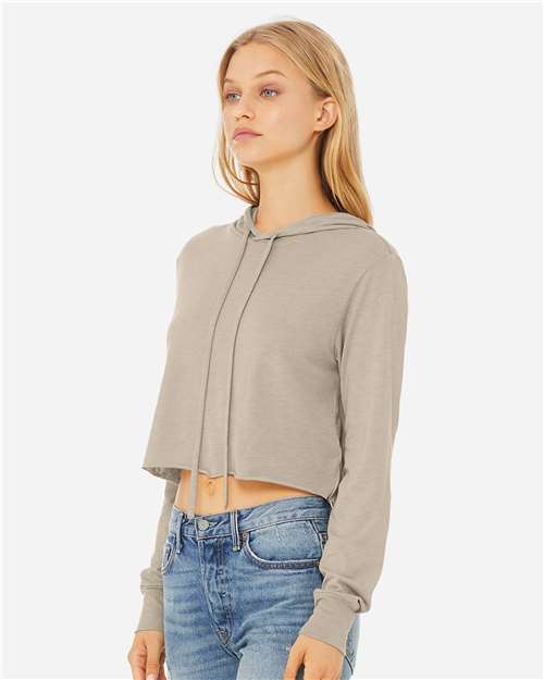 Women's Triblend Crop Long Sleeve Hoodie Tee - 8512 9