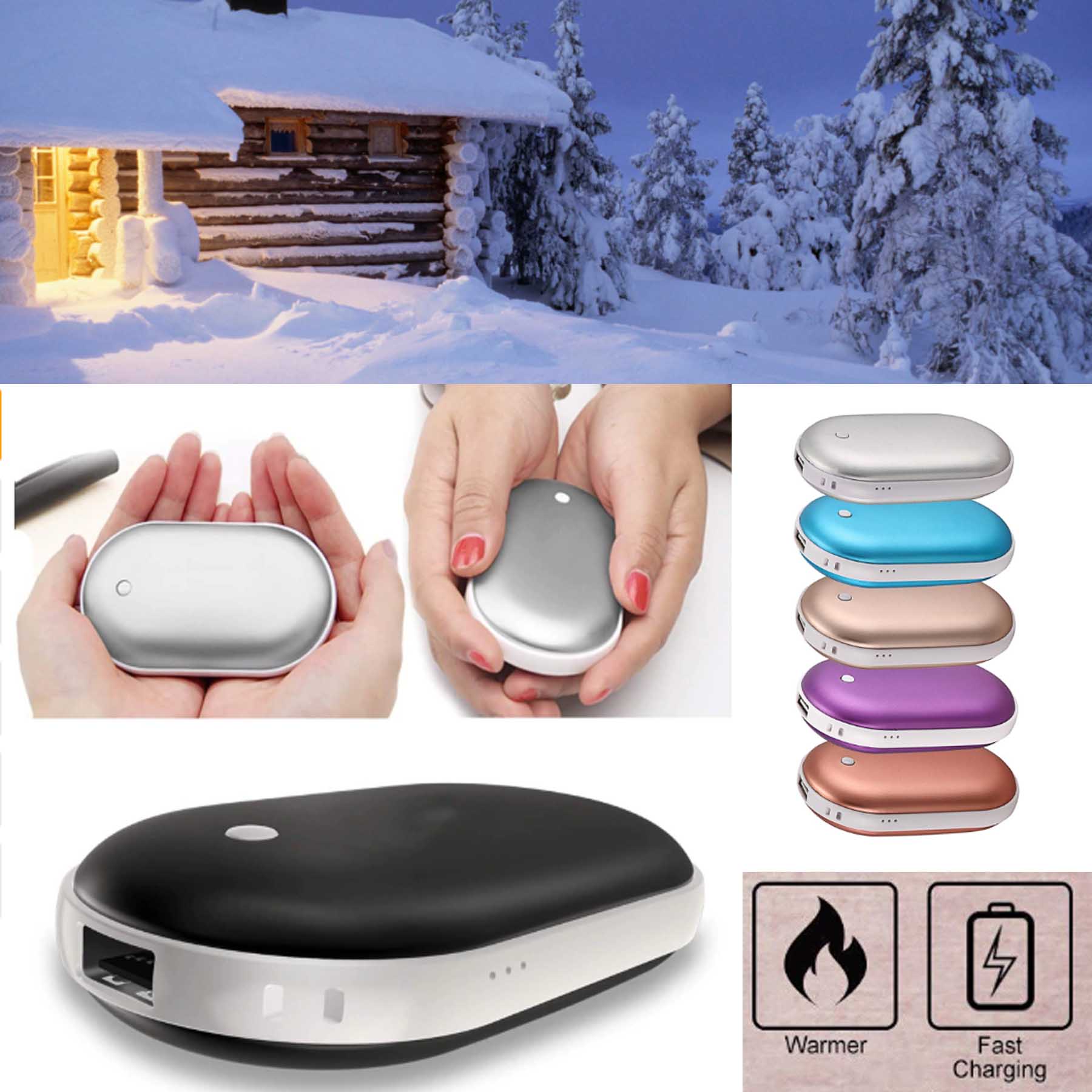 iBank ® Rechargeable Hand Warmer + 5200mAh Power Bank Charger 1
