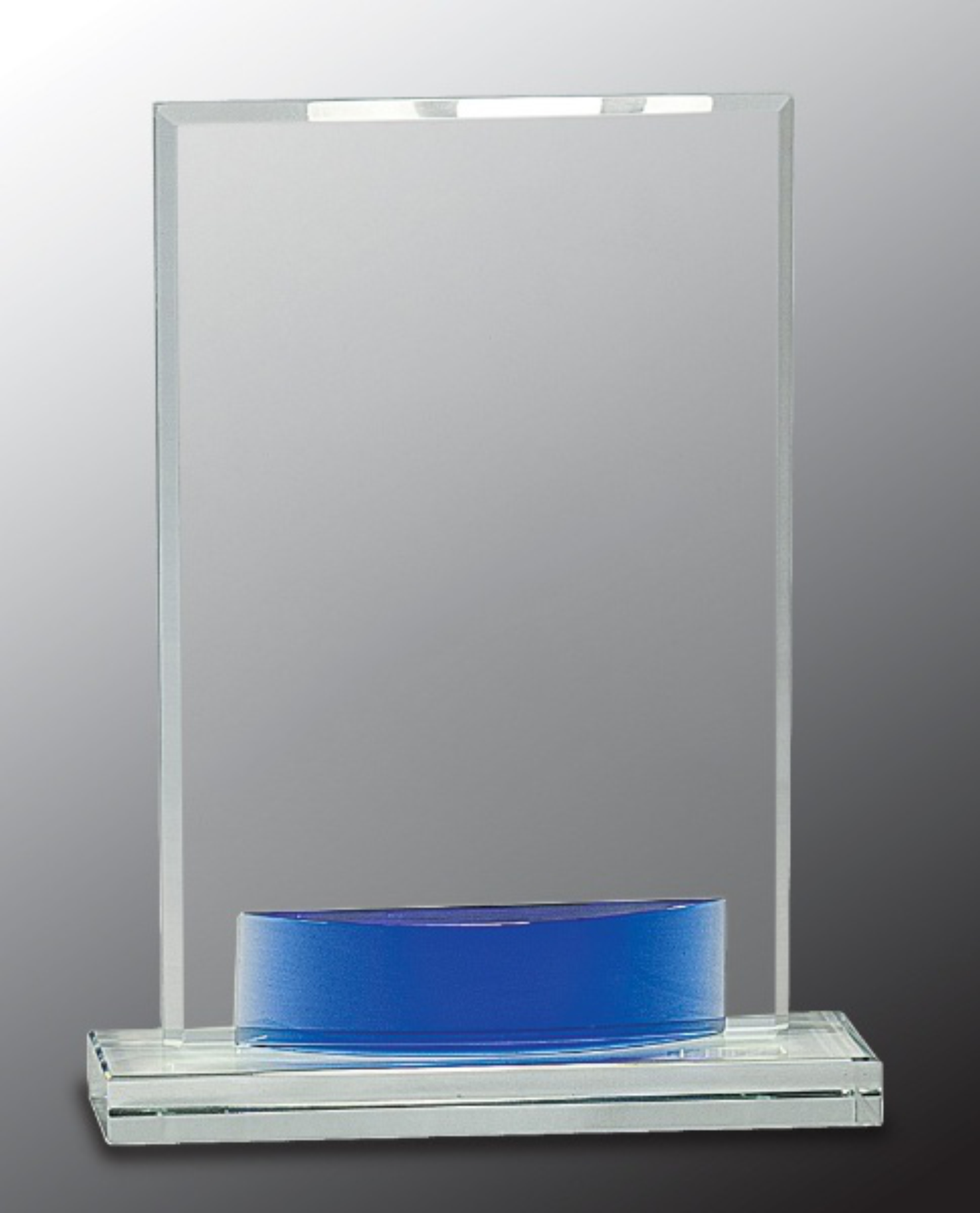 8 1/2" Crystal Rectangle with Blue Accent Award 3