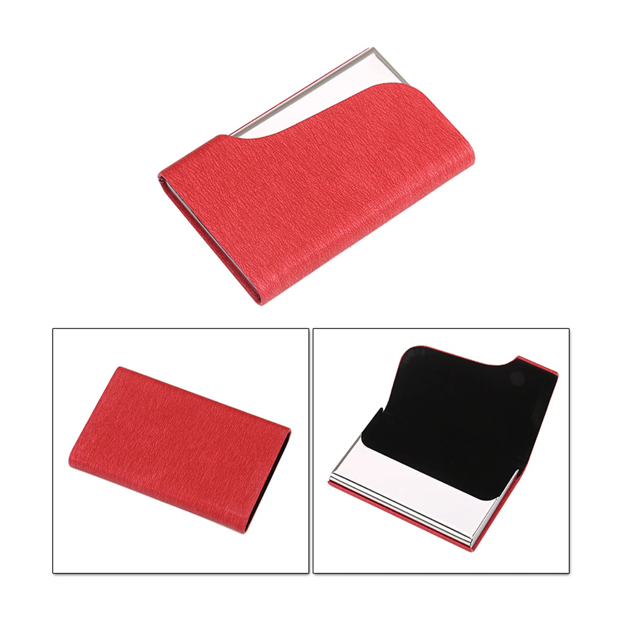 Unisex Pu Leather Business Box Stainless Steel Card Hol 7