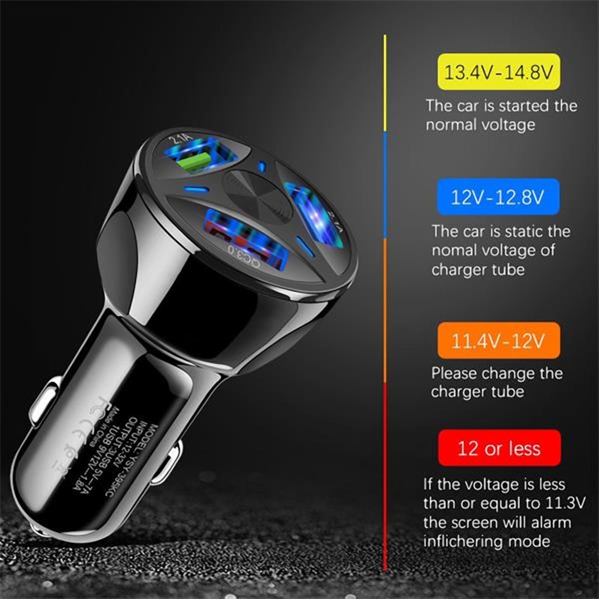 4-Port Fast Charging Universal Adapter - ABS Plastic 2