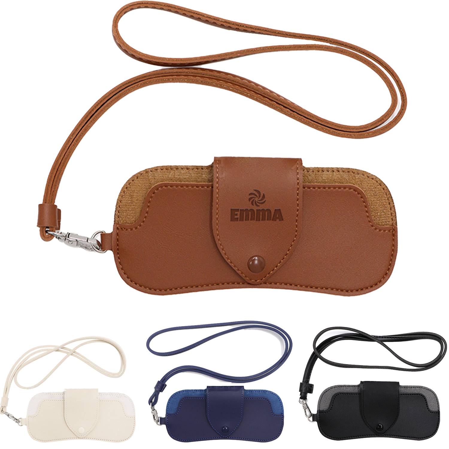PU Leather Glasses Holder W/ Strap 2