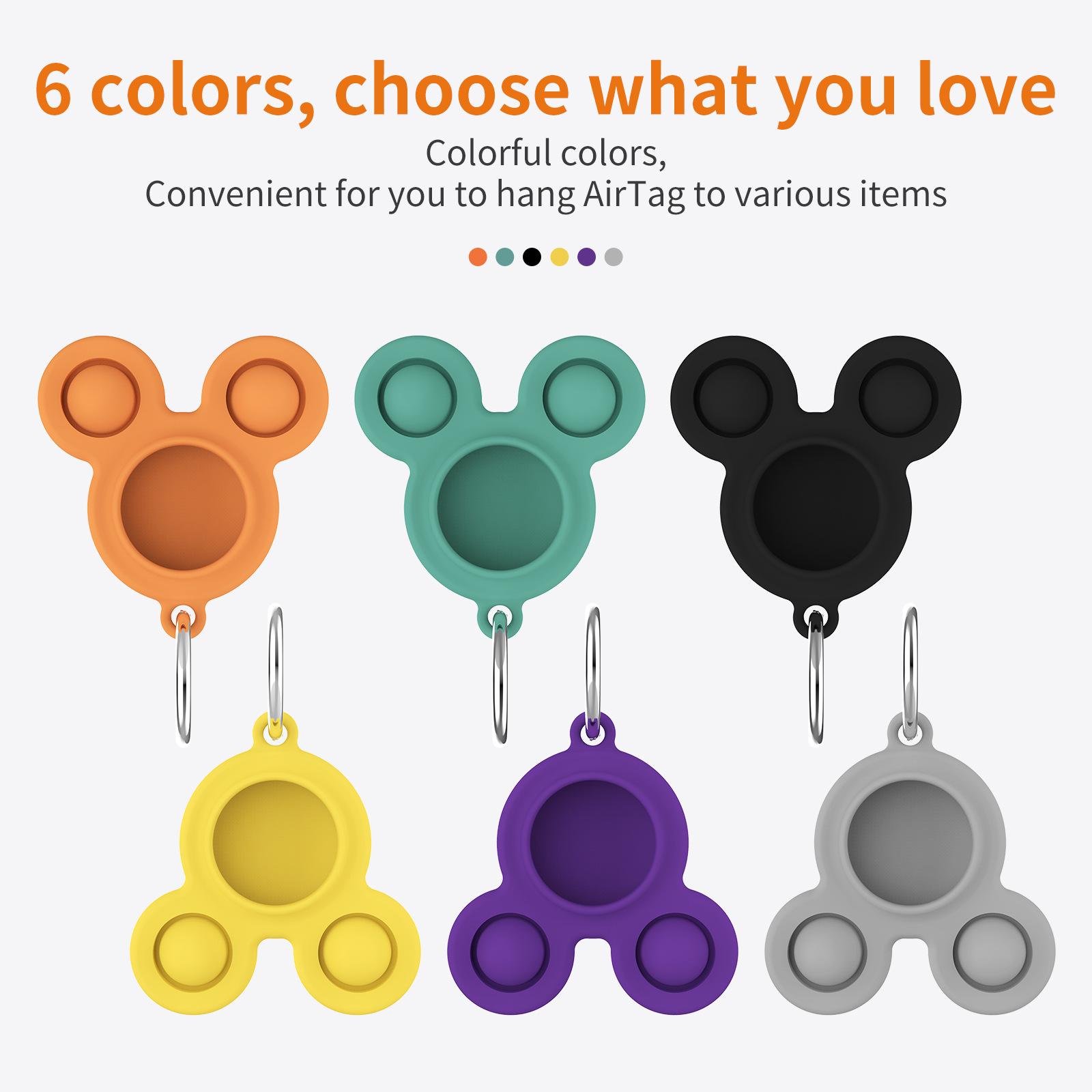 Push Bubble Fidget Toy for Airtag w/ keychian 13