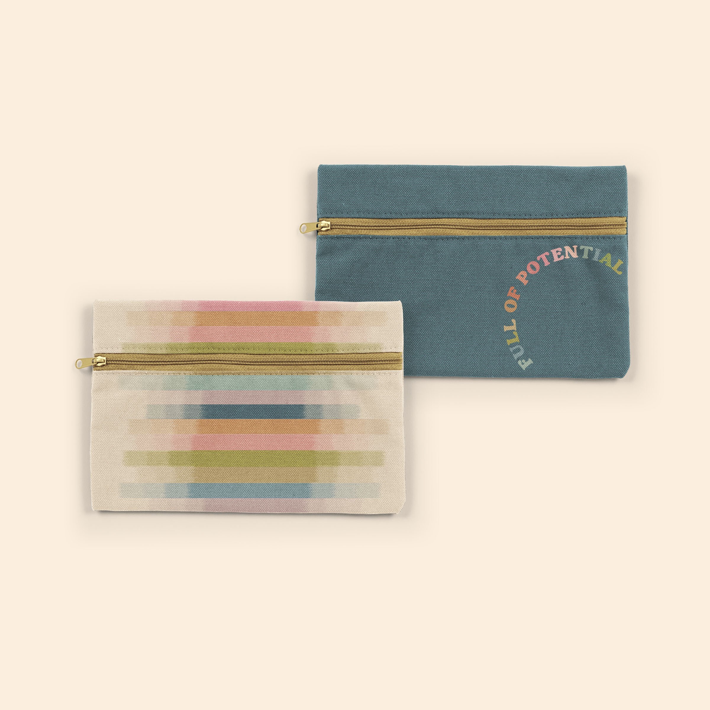 ZIP FRONT POUCHES - 4CP PIGMENT DYED CANVAS - MEDIUM