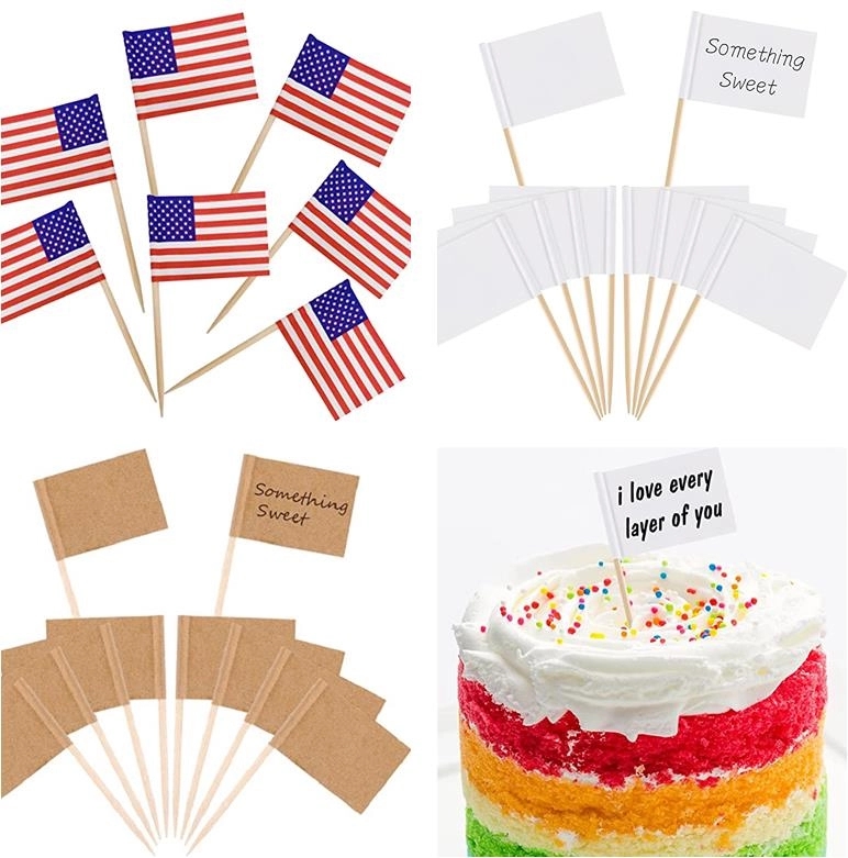 Small Toothpick Mini Stick Cupcake Toppers Flag 7