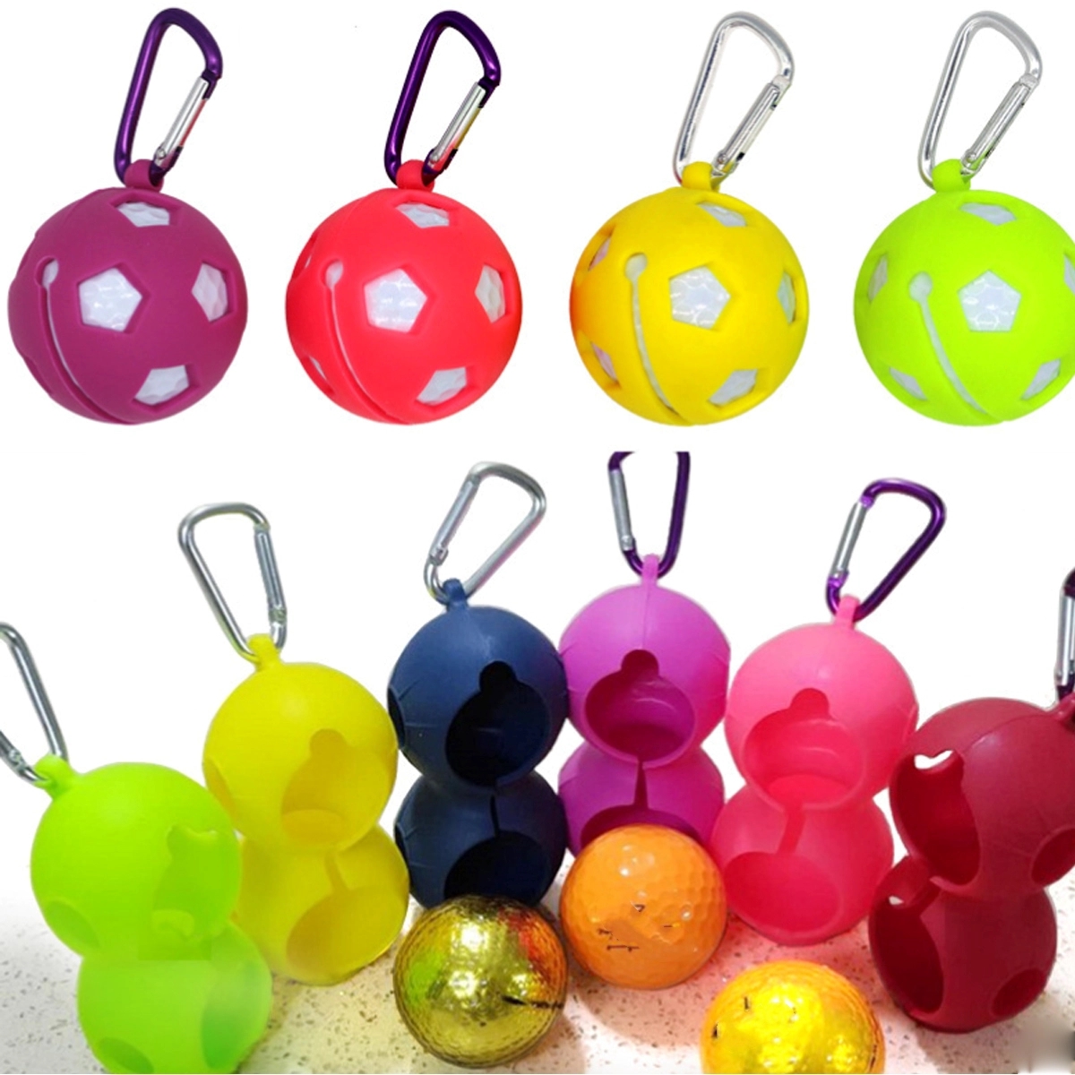 Silicone Golf Ball Holder With Carabiner 4
