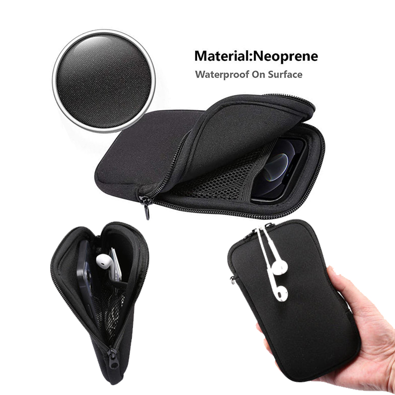 Portable Neoprene Zippered Phone Pouch With Lanyard 3