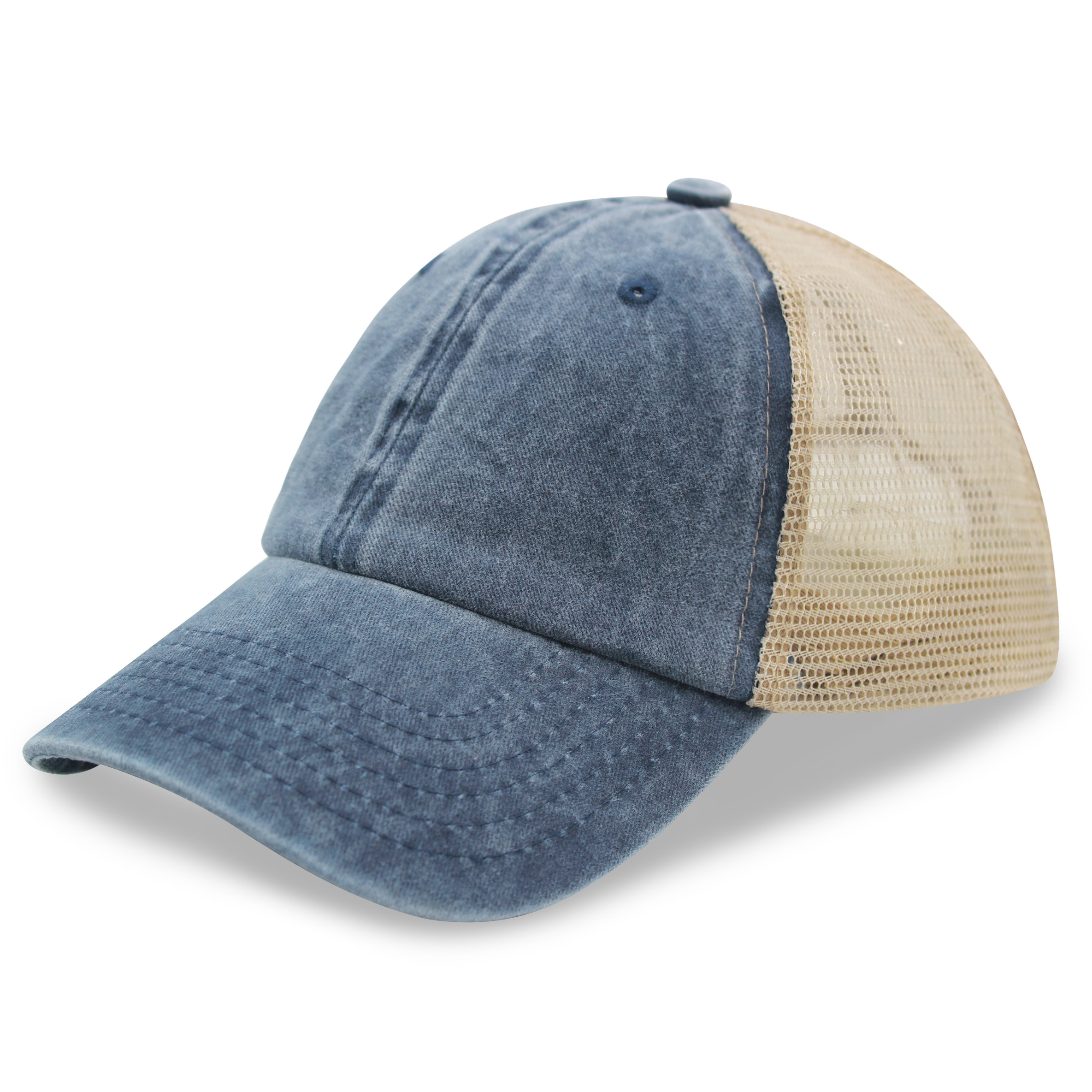 Pre washed Pigment Dyed Soft Mesh snapback trucker cap