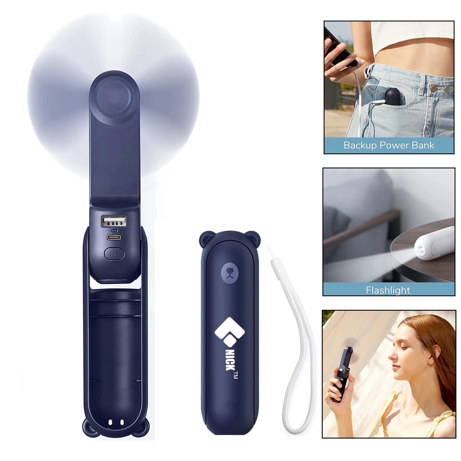 3 In 1 USB Rechargeable Handheld Fan 2