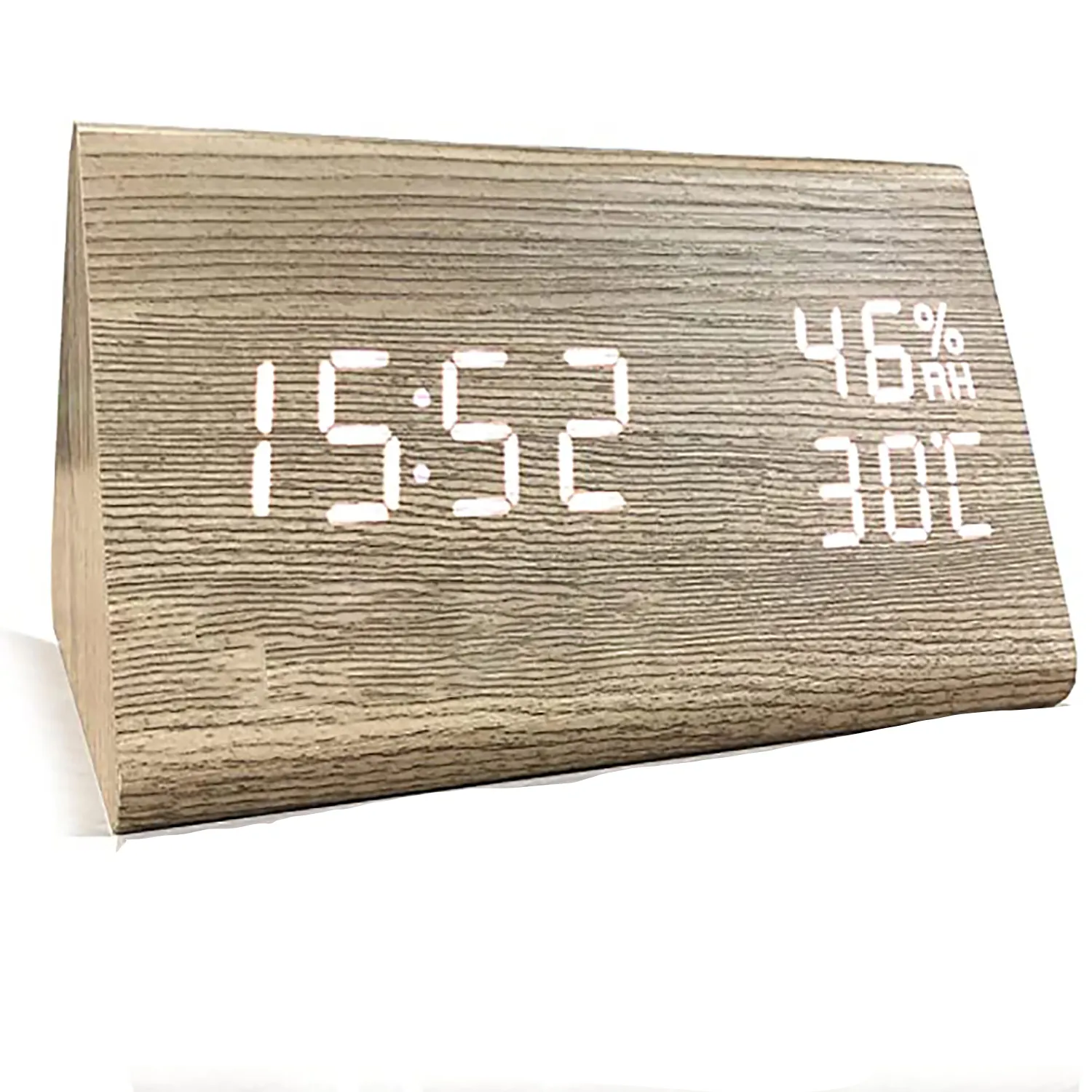 Humidity Temperature Wood Alarm Clock 2