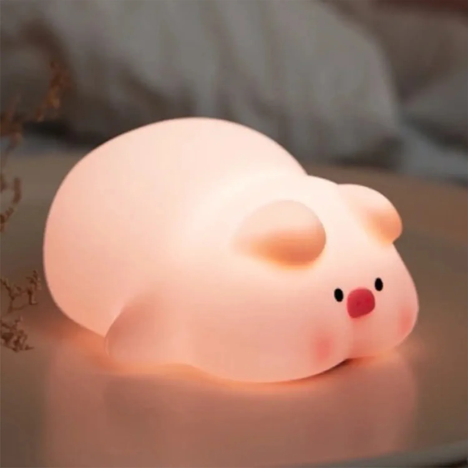 Silicone Pink Cute Pig LED night Lamp 6