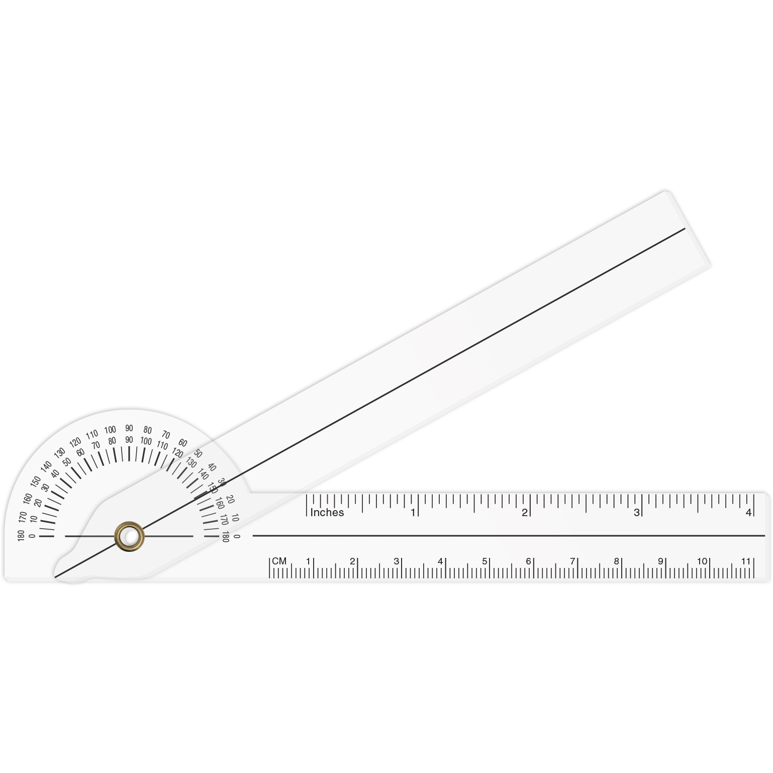 .040 Clear Plastic Goniometer (1.5" x 11.4") Screen-printed 2