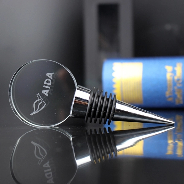Round Crystal Personalized Wine Stopper 2