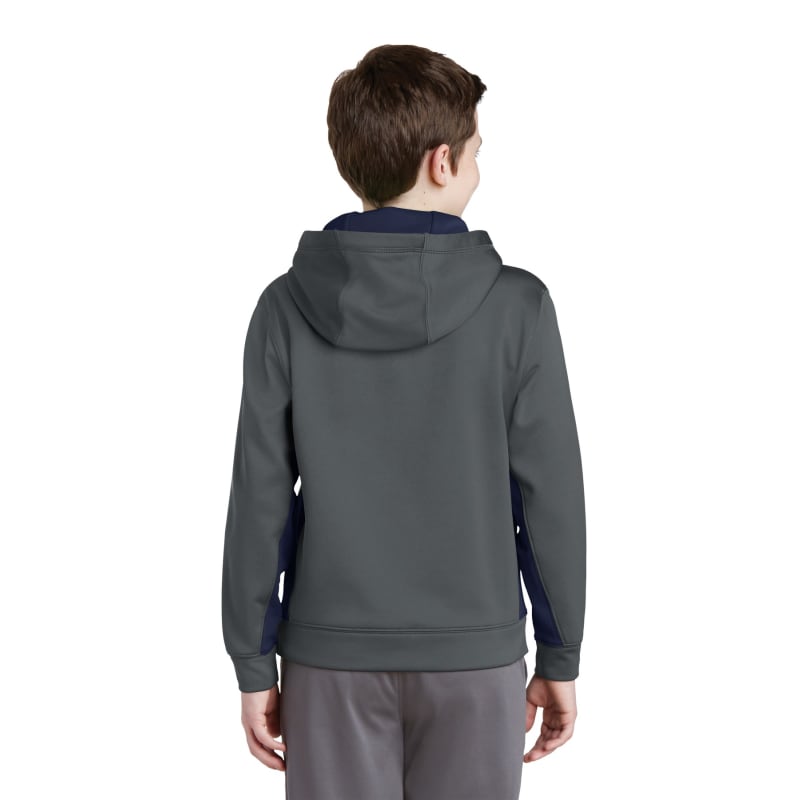 Sport-Tek Youth Sport-Wick Fleece Colorblock Hooded Pullover. 5