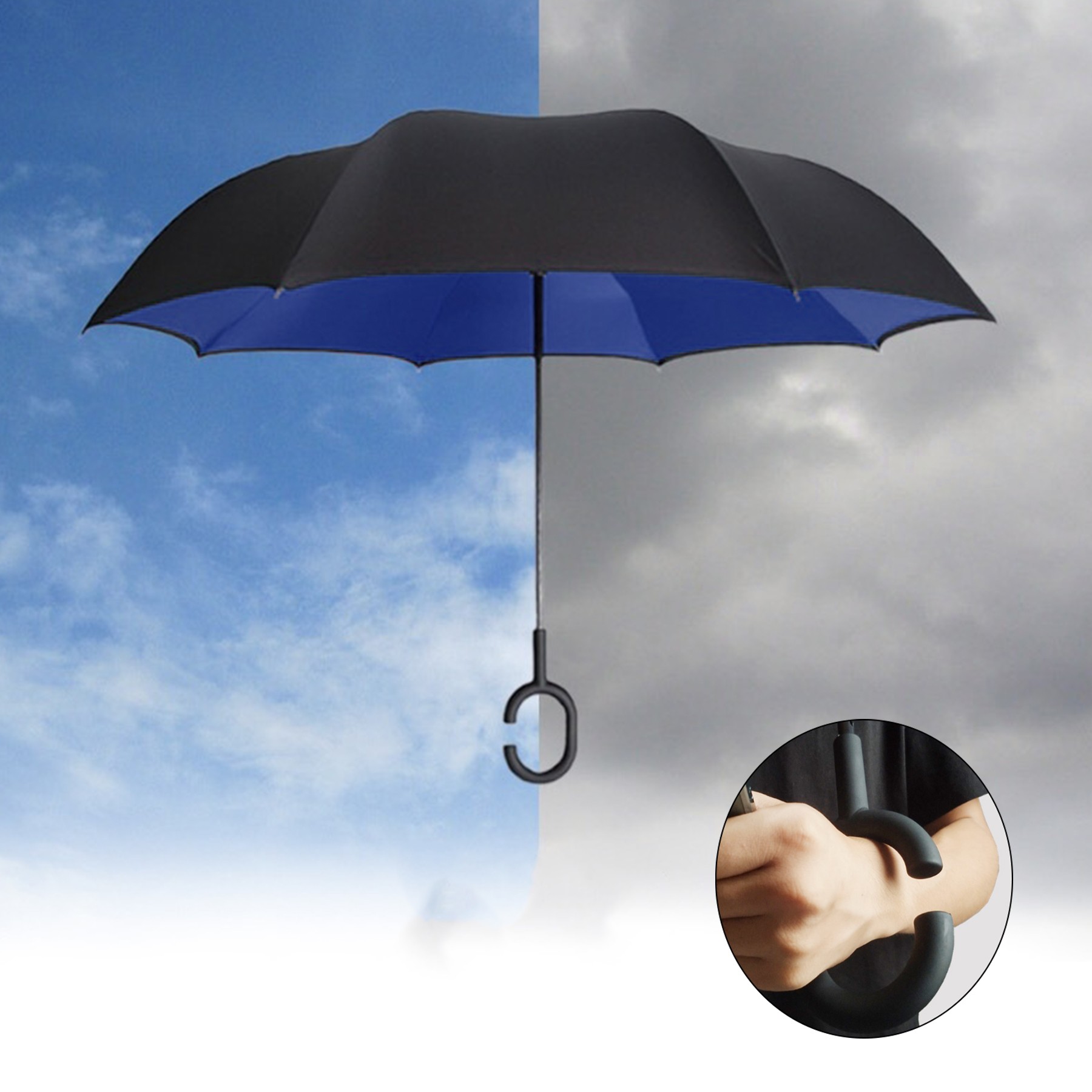 49 Inch Arc Inverted Reverse Umbrella W/C-Shape Handle 6