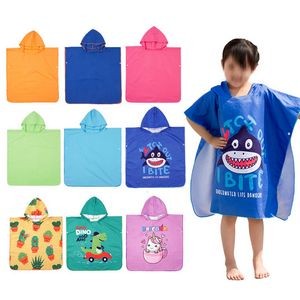 Kids Microfiber Summer Beach Poncho Cape Towel 5