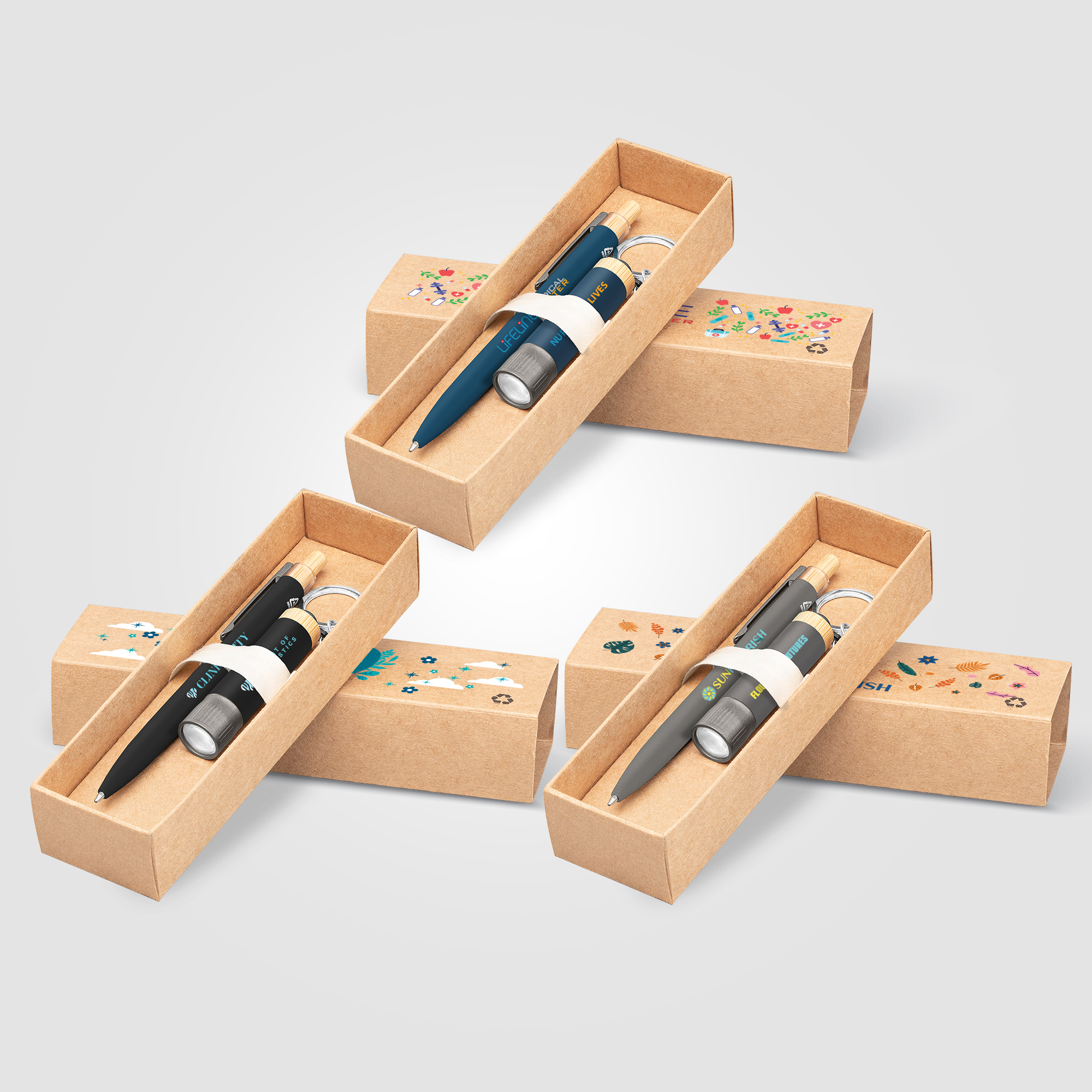 Reborn Recycled Aluminum Bamboo Accented Pen & Flashlight Gift Set