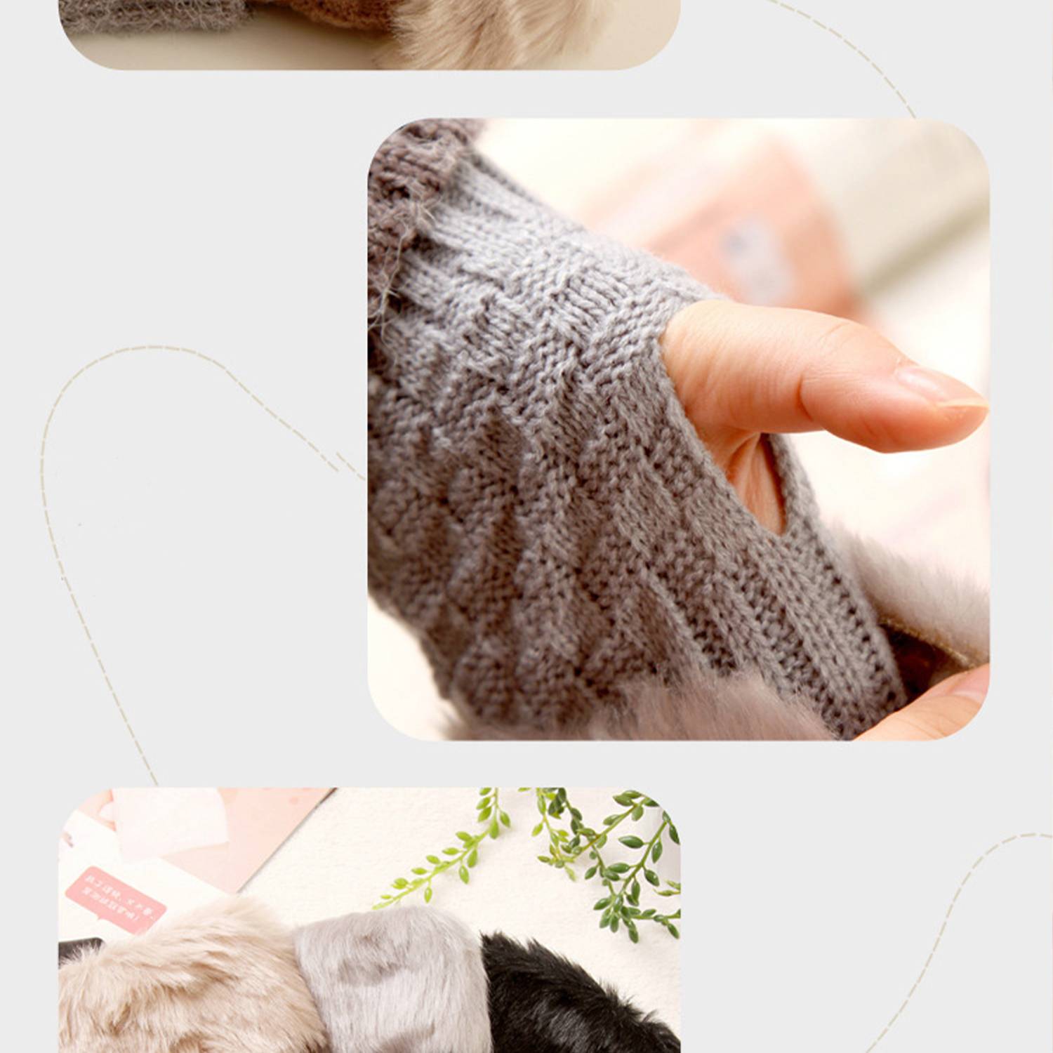Winter Knitted Warm Half-Finger Gloves for Women 2