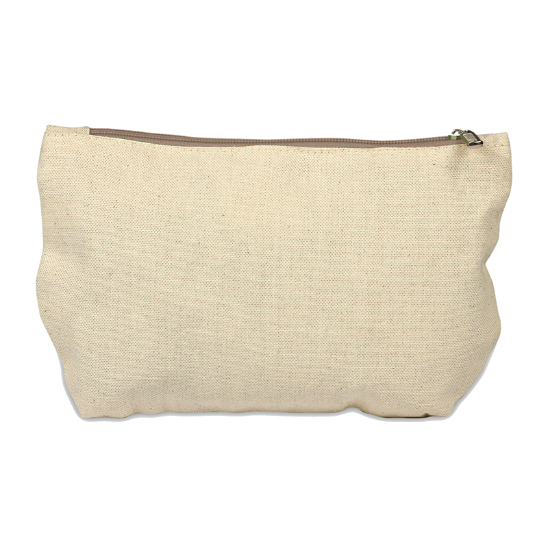 Cotton Canvas Pouch with Zipper-Natural Color